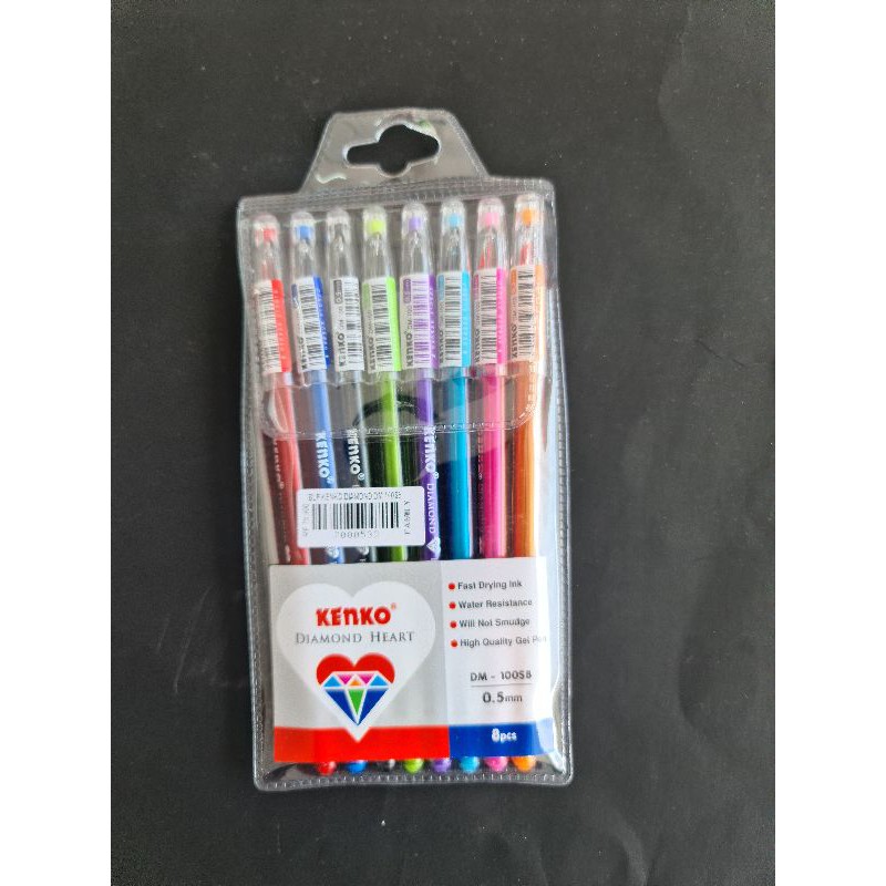 

Kenko Diamond Heart Gel Pen Ballpoin 8 Warna Pulpen Warna