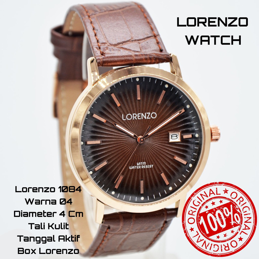 Jam Tangan Pria Lorenzo 1084 Original Kulit Simple Elegan Mewah tanggal Akif