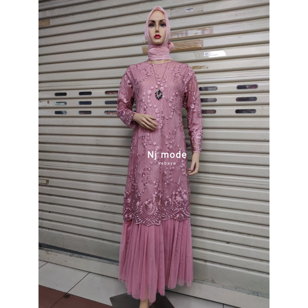 LONG GAMIS TULLE MUTIARA BORDIR TUTU / GAMIS TUTU / GAMIS PESTA