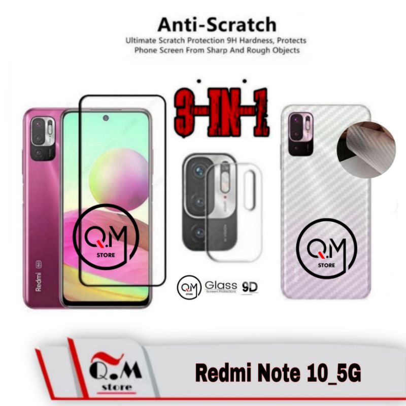 PROMO 3 IN1 Tempered Glass Layar XIAOMI REDMI NOTE 11 4G / 10 / REDMI NOTE 11 5G / 10 / 10s / 10 5G / 10 PRO / POCO M3 PRO Bonus Camera + Garskin