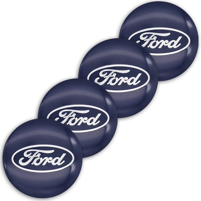 4pcs Stiker Cover Hub Tengah Velg Mobil Bahan Aluminum 56mm Untuk Ford Ka Focus Fiesta Ranger T6 / T7 / T8 Model Fusion