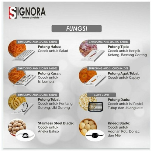 Signora Food Processor Pro dengan Cubic Cutter - Pengolah Makanan Multi Fungsi