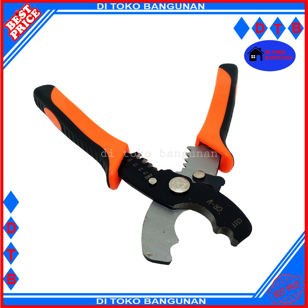 Tang Kupas Potong Kabel 2 Fungsi 7&quot; Inch Gagang Lapis Karet Cable Cutter