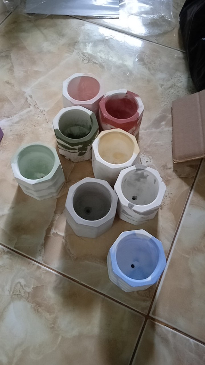 Pot Mini Marble Kuning Putih