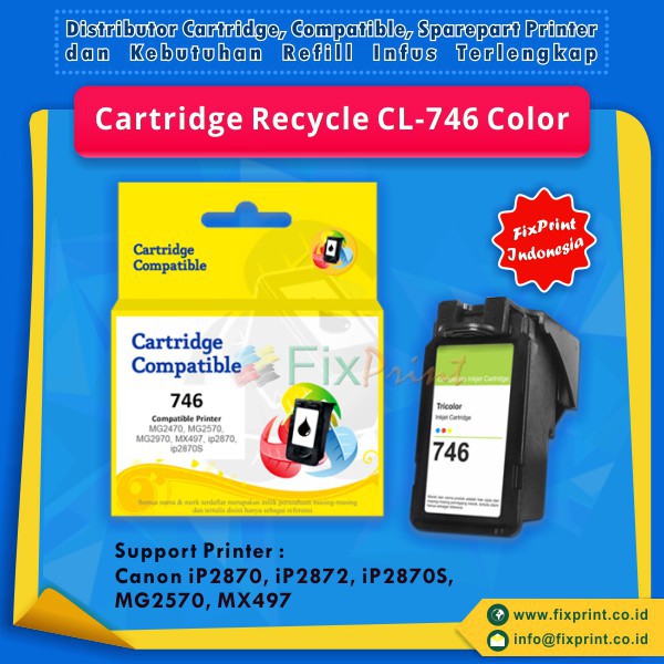 Cartridge Recycle Canon CL-746 CL746 746 Color, Support Canon MG2470 MG2570 iP2870 MX397 TS207 TS307