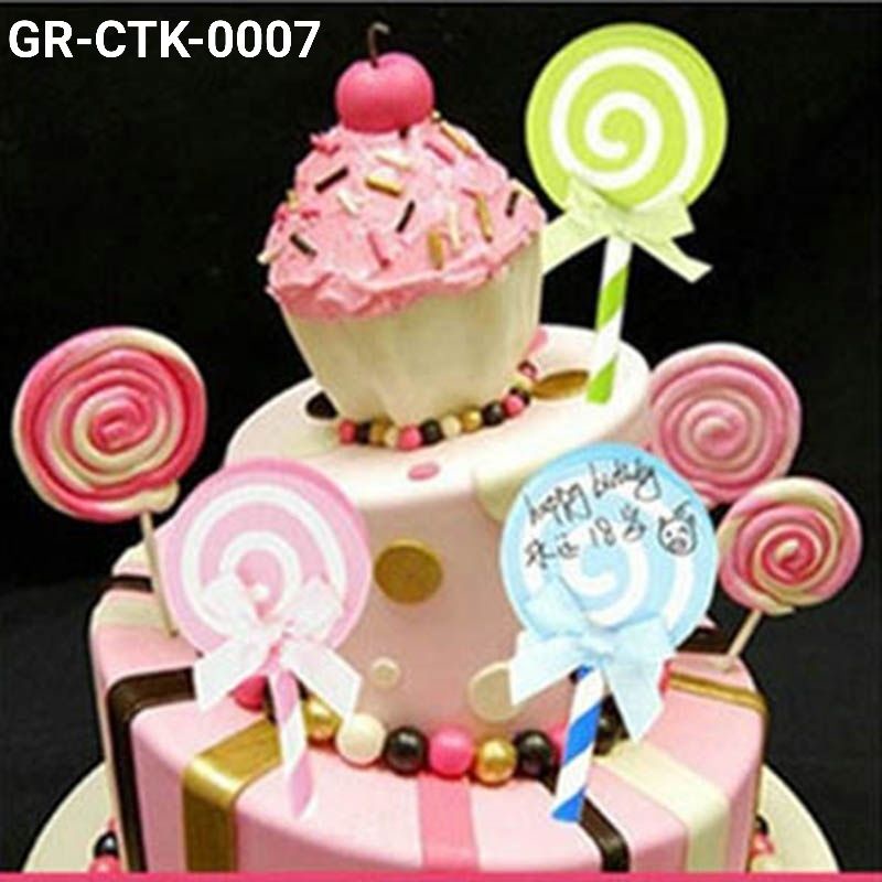 cake topper lollipop isi 5 pcs mix warna