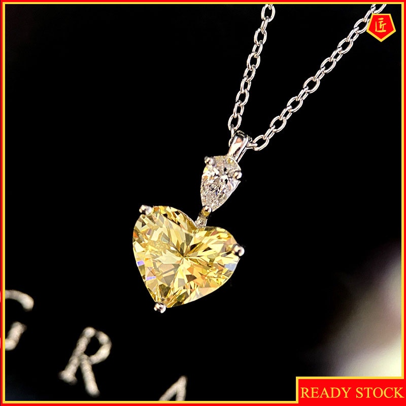 [Ready Stock]Simple Personality Yellow Zircon Pendant Temperament Entry Lux Niche