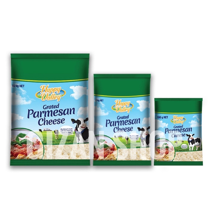 

KEJU/CHEESE PARMESAN HALAL IMPOR AUSTRALIA 100 GR MERK HAPPY VALLEY