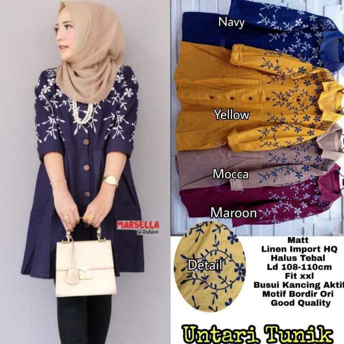 UNTARI TUNIK BLOUSE WANITA KATUN SIZE XXL LD 110 IMPORT NEW OKTOBER