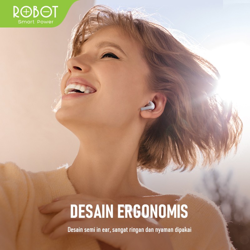 HEADSET BLUETOOTH ROBOT FLYBUDS T10 ORIGINAL TRUE WIRELESS BLUETOOTH 5.3