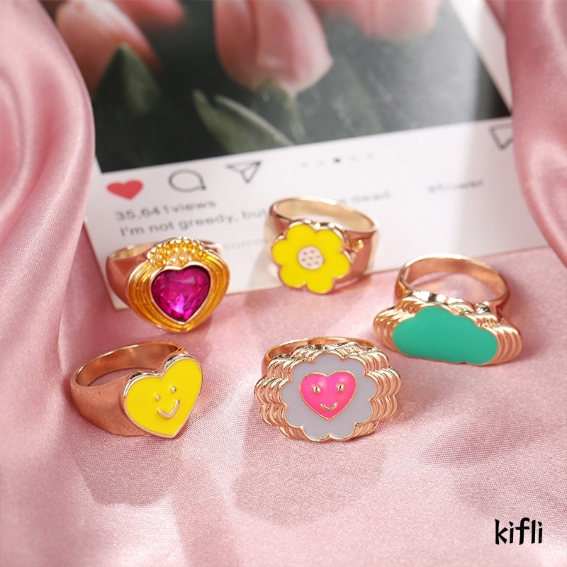 Fashion Kreatif Cincin,Hati Ins Gaya Hadiah,Aksesoris Cincin Lucu