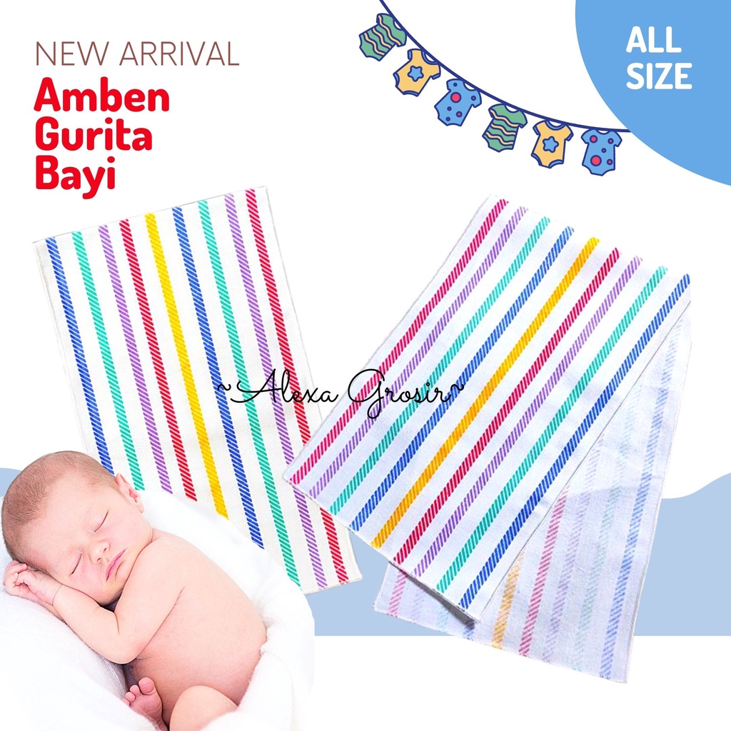 1 Pcs Amben Alas Gurita Bayi / Gurita Ikat Newborn Putih Sablon / Alas Gurita Lurik - ALEXA GROSIR