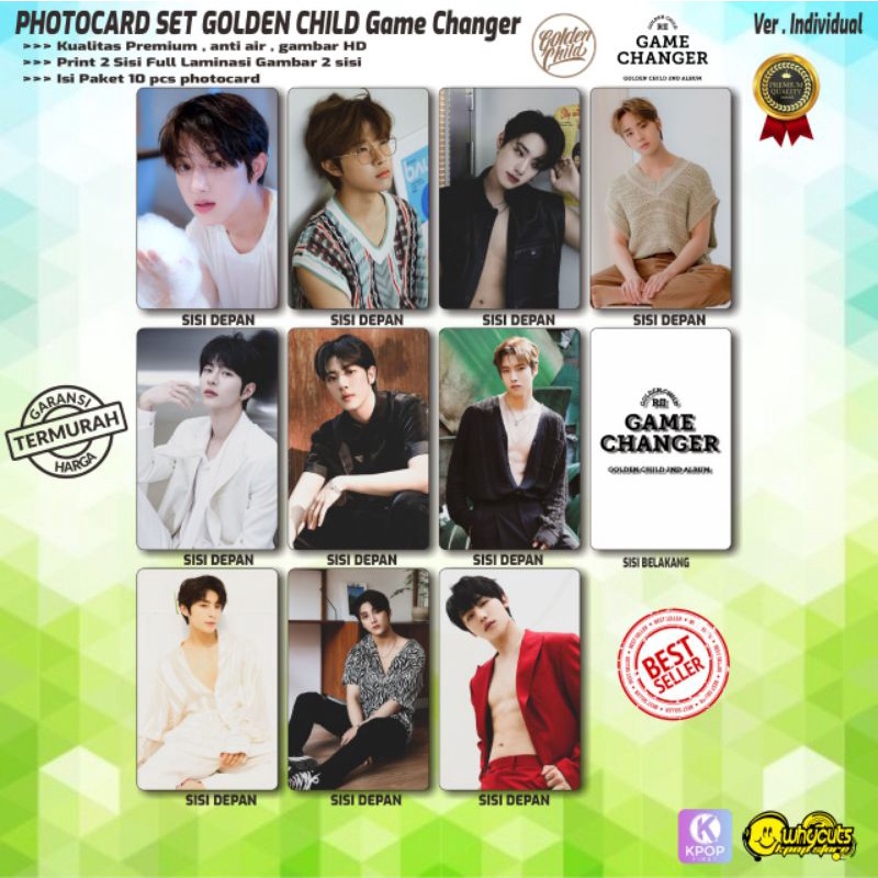 PHOTOCARD SET PC KPOP PREMIUM / GOLDEN CHILD / GAME CHANGER ( PRINT 2 SISI ISI 10 PCS ) - INDIVIDUAL