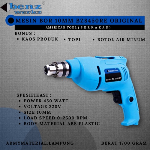 Mesin Bor 10mm BZ 8450 Benz Werkz Original / Electrik Drill 10mm / Mesin Bor Benz / Mesin Bor Beton 