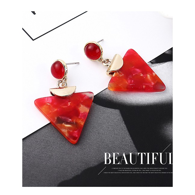 LRC Anting Tusuk Fashion Alloy Acrylic Inverted Triangle Earrings Y6184X