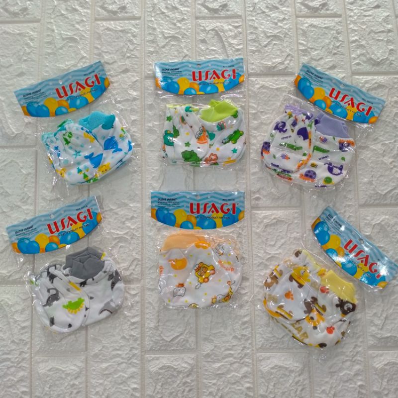 SARUNG TANGAN SET USAGI FULL PRINT GAMBAR MOTIF KARAKTER PUTIH || SARUNG TANGAN + KAKI BAYI USAGI FU