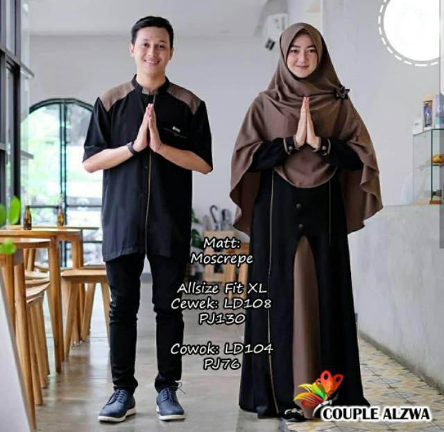 CP ALZWA, COUPLE PASANGAN, MOSCREPE, GAMIS HIJAB MUSLIM, MAXY DRESS