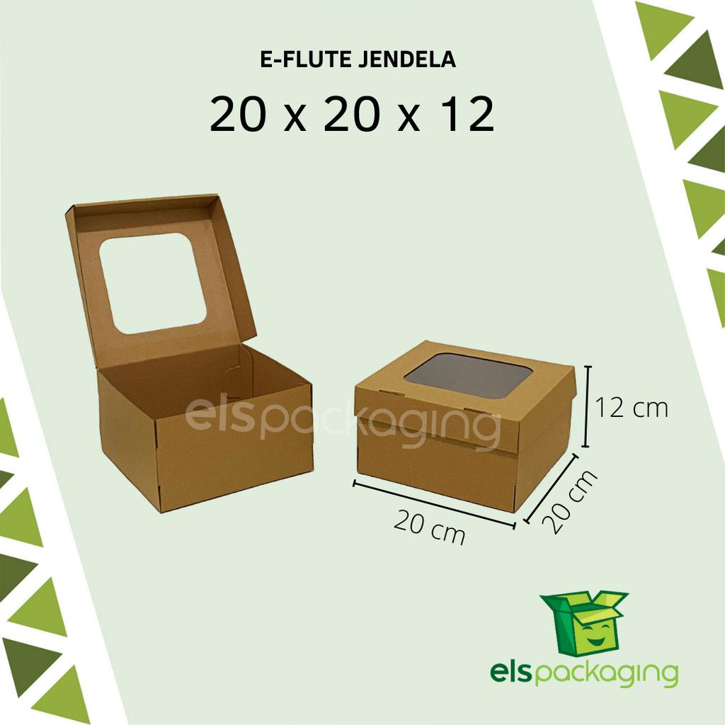 

Kardus eflute top lock box kue tart dus chiffon pudding cake dus hampers souvenir box eflute premium murah 20x20x12