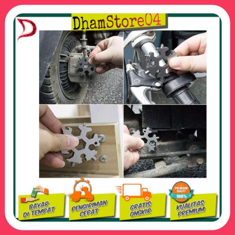 Gantungan Kunci 18 in 1 Snowflake Multifungsi Serbaguna Survival 18in1