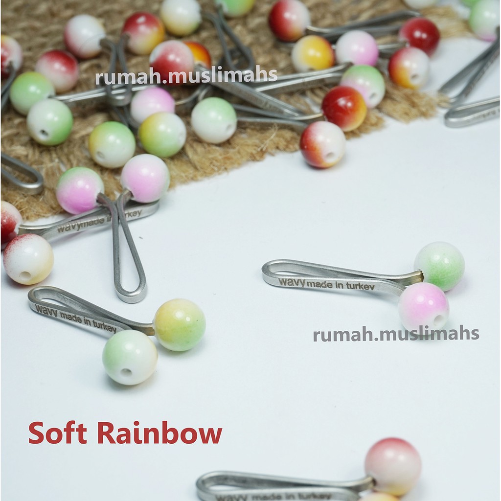 Klip jilbab turki 'SOFT RAINBOW' hijab clip turkey jepitan jilbab turki klip kerudung peniti pin ori