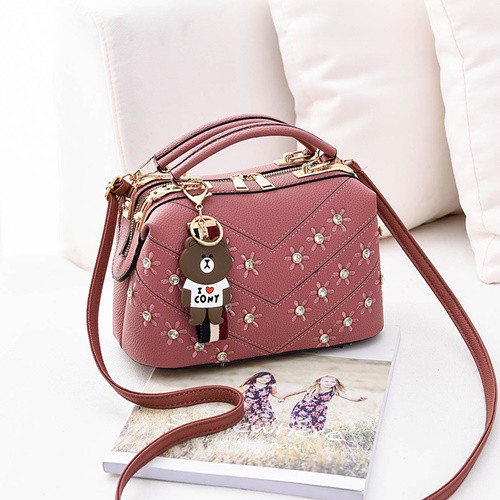 SG88728 998726 SYANIEGALERY DOCTOR BAG LOVE CONNY WITH MUTIARA TASBATAM TASIMPOR SELEMPANG TAS KULIT