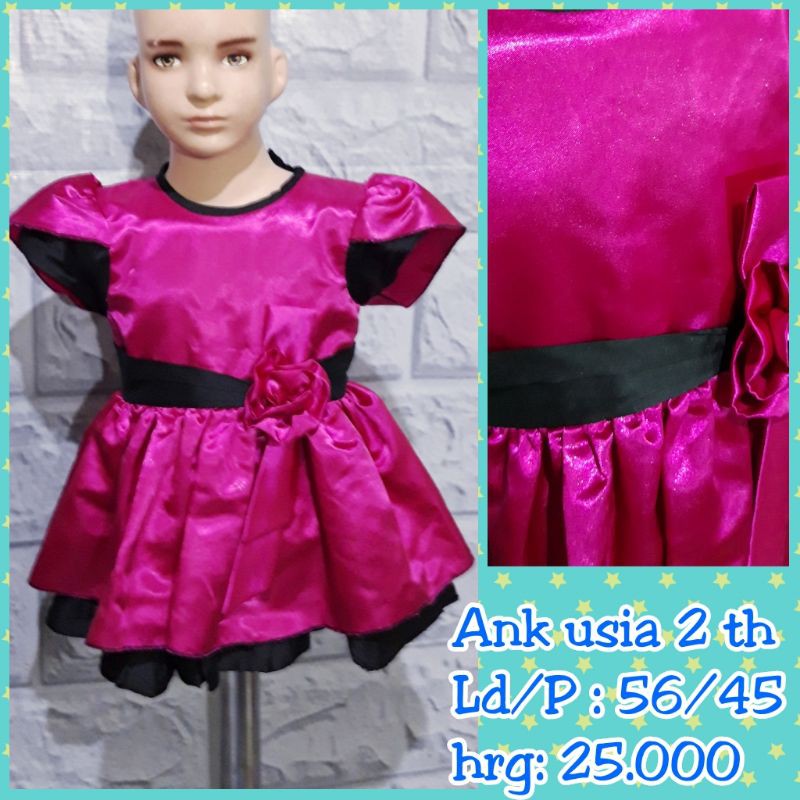 dress satin anak pink