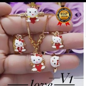 Kalung set perhaisan lapis emas 24k