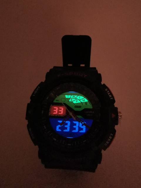 Jam tangan digital double time Sporty water Resist Lasika 503