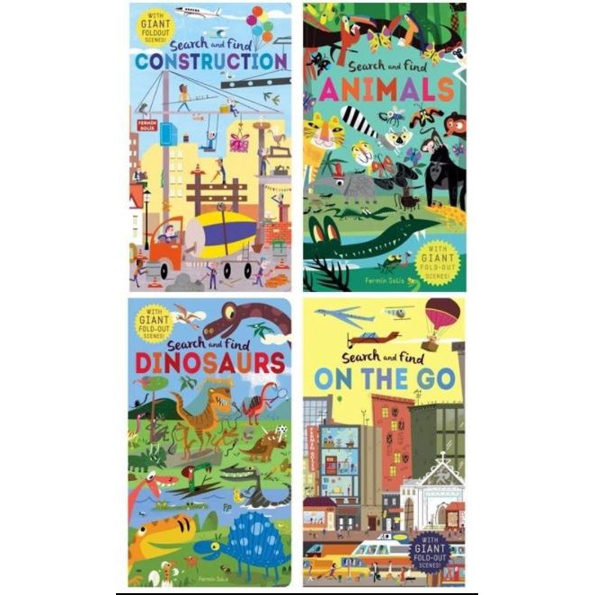 Search and Find Animals / Construction / Dinosaurs / On The Go by Caterpillar Book
