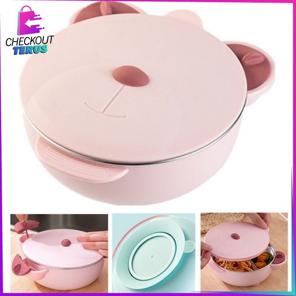 CT C353 Lunch Box Anak Karakter Bear Lucu Set BPA FREE Tempat Makan Anak Stainless Kotak Penyimpanan Bekal Anak Karakter