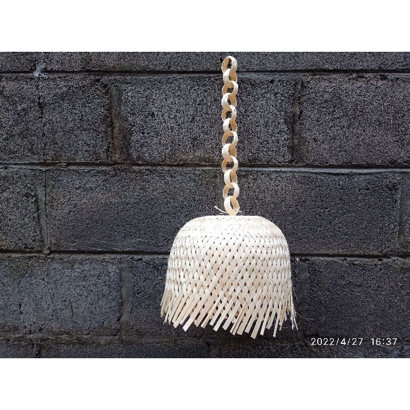 Kap Lampu Bambu Tempat Lampu Gantung Rumbai Mangkok