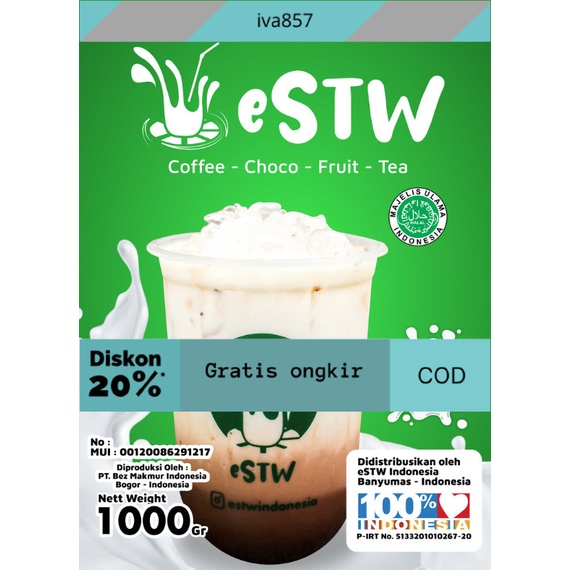 

PROMO ESTW COKLAT 1000 gr / BUBUK MINUMAN COKLAT 1000 gr GRATIS ONGKIR