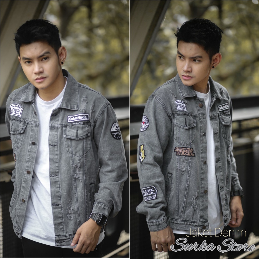 JAKET DENIM PRIA - JAKET JEANS SANWASH - JAKET JEANS BORDIR - JACKET DENIM SANWASH SALVIOHEXIA