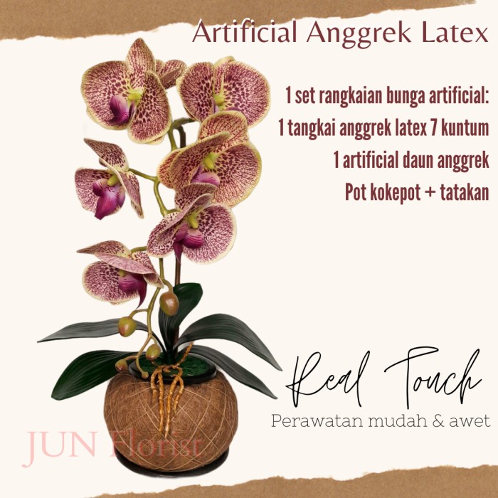 Hiasan Meja - Bunga Artificial Anggrek Latex Supreme Dekorasi Rumah Hiasan Meja