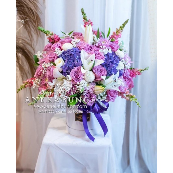 

[COD] Rangkaian Flower Box Rounded Bunga Kotak Bulat Pink Ungu Grand Opening [COD]
