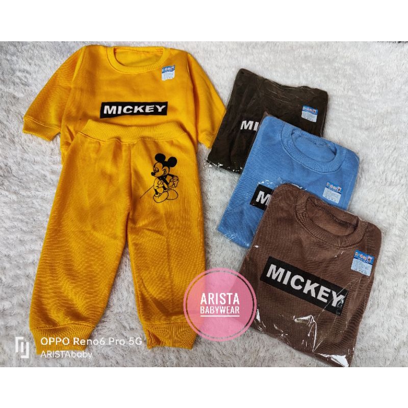 HBcollection - Atasan sweater+celana joger bayi motif MICKEY