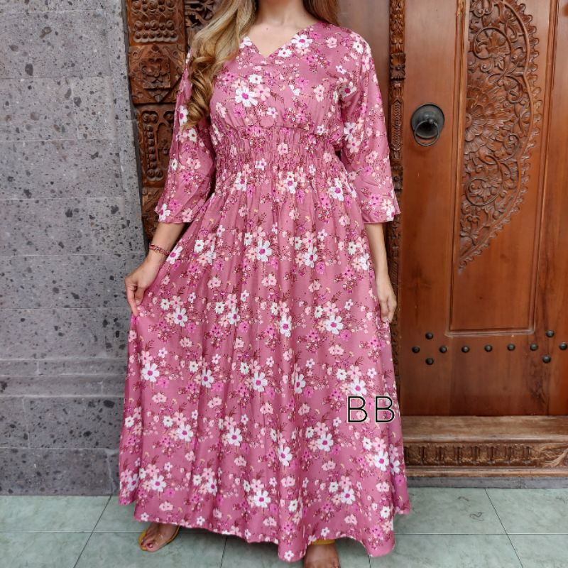 GAMIS BALI / DRES MOZA ( lengan lonceng)-Ayani plum