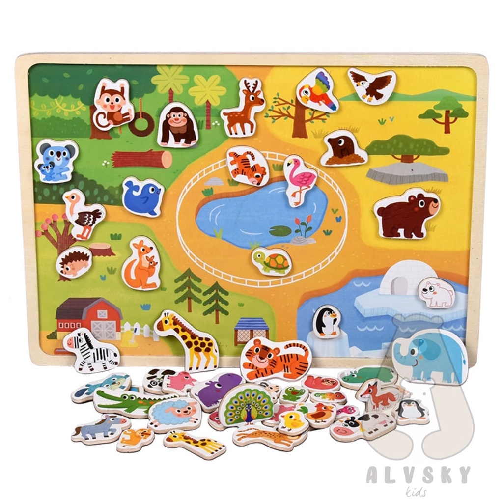 MAINAN EDUKASI PUZZLE MAGNET / MAGNETIC BOARD PUZZLE HEWAN &amp; TRANSPORTASI / PUZZLE PAPAN MAGNETIC