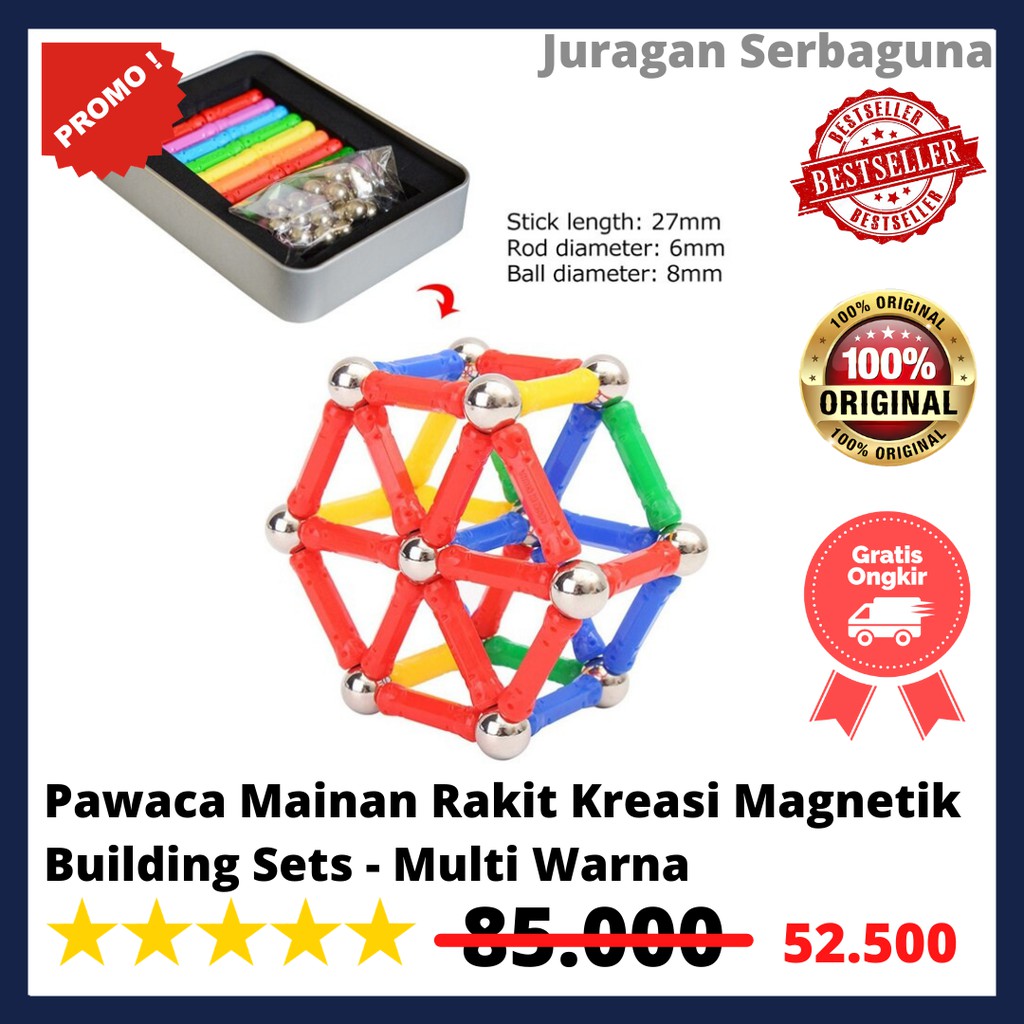 Pawaca Mainan Rakit Kreasi Magnetik Building Sets - Multi Warna