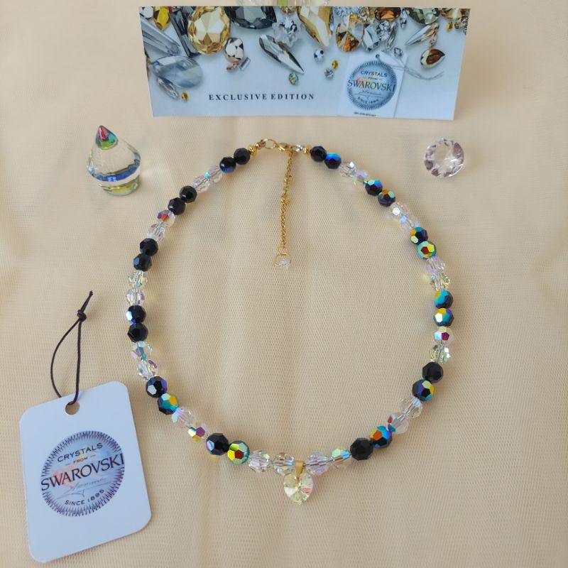 Kalung Kristal Swarovski ORI free liontin / bandul love 10mm