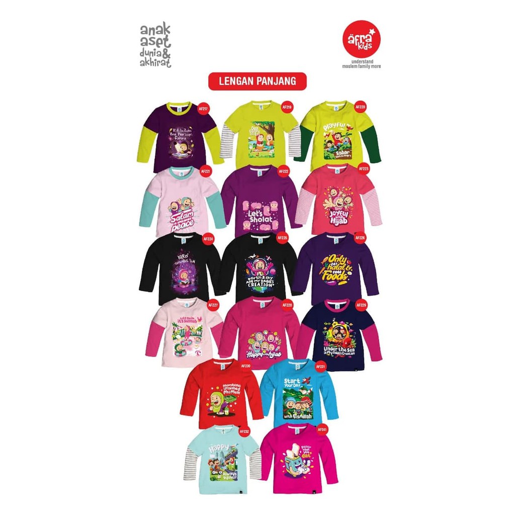 Kaos Anak Afrakids AF226 &quot;Only Eat Halal &amp; Good Foods&quot; Lengan Panjang