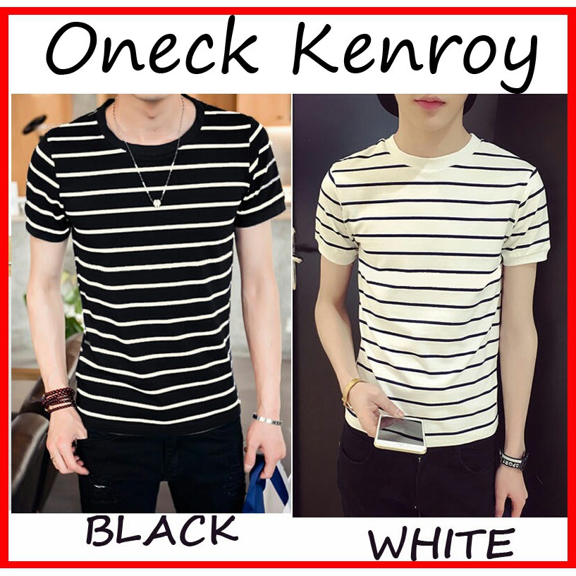 ONECK KENROY STRIPED | KAOS PRIA | ATASAN PRIA I KAOS SANTAI I HITAM PUTIH I SPANDEK I TANAH ABANG