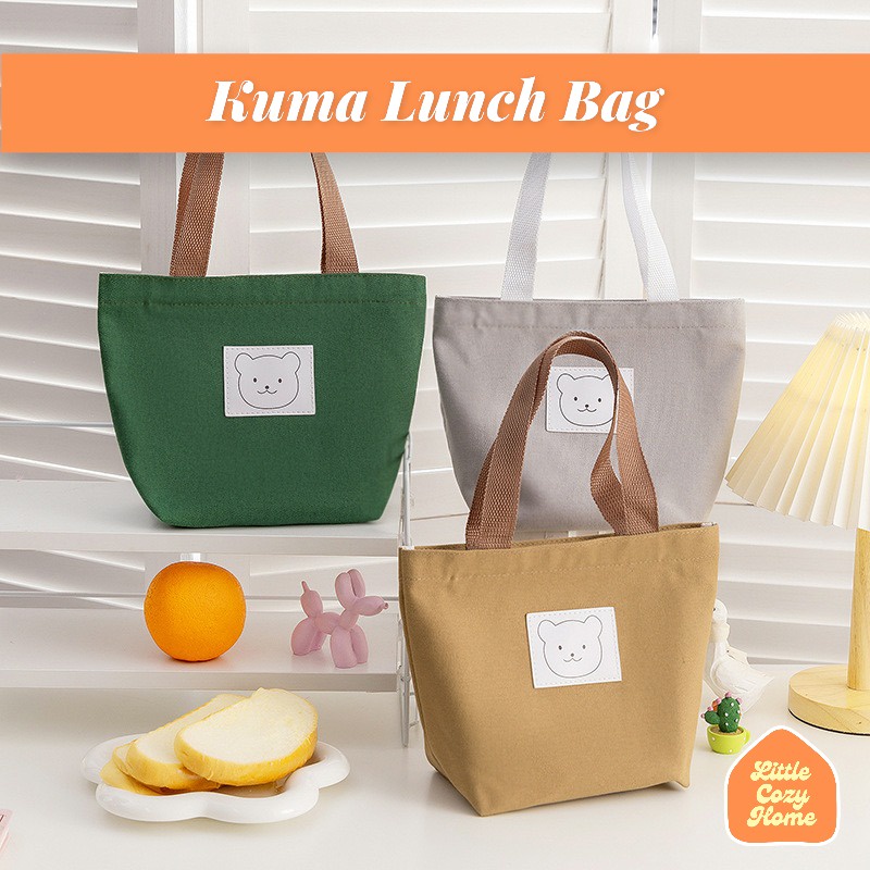 KUMA LUNCH BAG / Tas Bekal Anak Bahan Kanvas Warna Lucu Gambar Beruang