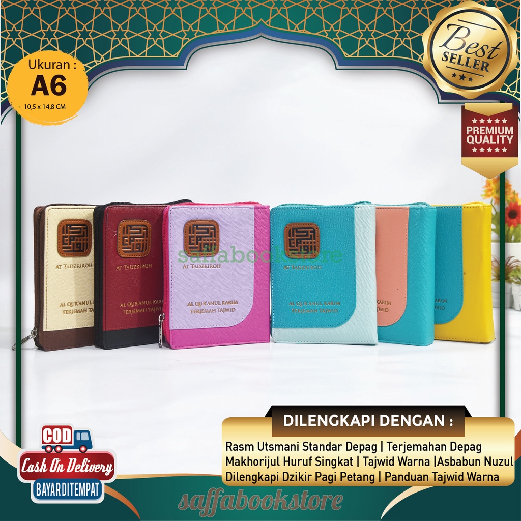 Alquran Kecil Resleting Terjemah Murah Alquran At Tadzkiroh A6 Terjemahan Dan Ttanda Tajwid Warna Wa