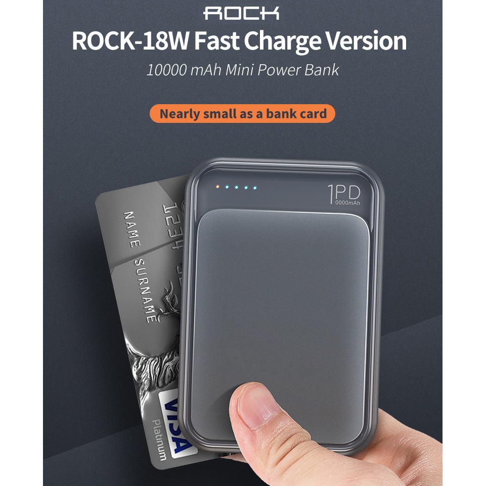 Power Bank ROCK P65 Mini PD 10000mAh Fast Charging Original100%