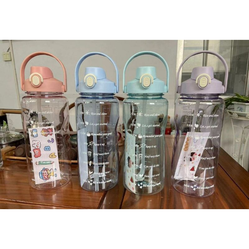 Botol 2 liter Bening Viral botol motivasi botol kesehatan free sticker