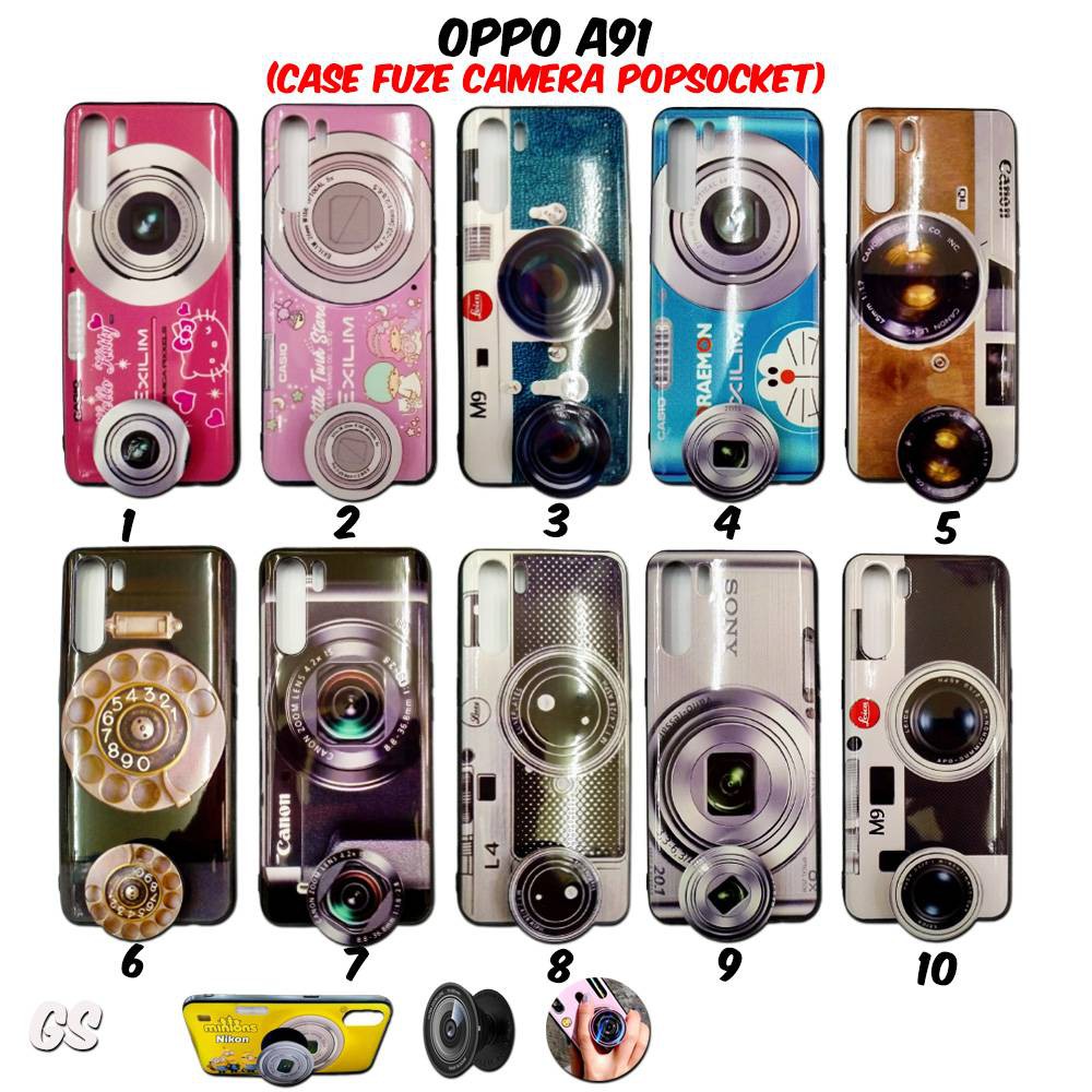 Casing OPPO A91  Case Fuze Casing Camera GRATIS Popsocket Karakter Lucu