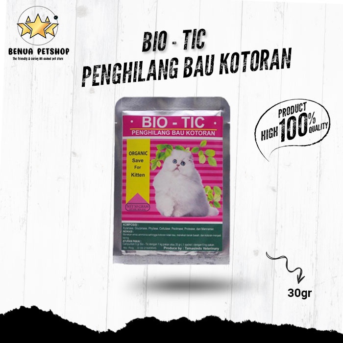 Bio Tic 30/50gr - Penghilang Bau kotoran Kucing/Kitten Aman Dimakan