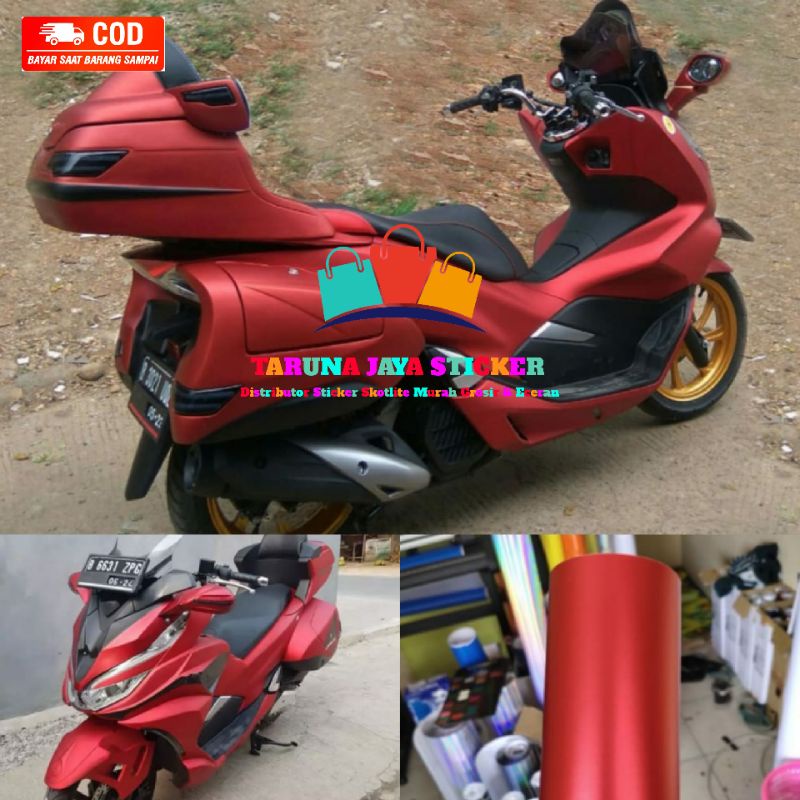 sticker skotlet metalic chrome doff merah Infinity skotlet motor metalik dop krom merah stickermotor