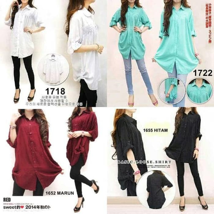Kemeja Polos Jumbo,Kemeja Wanita Katun Rayon Xxxl